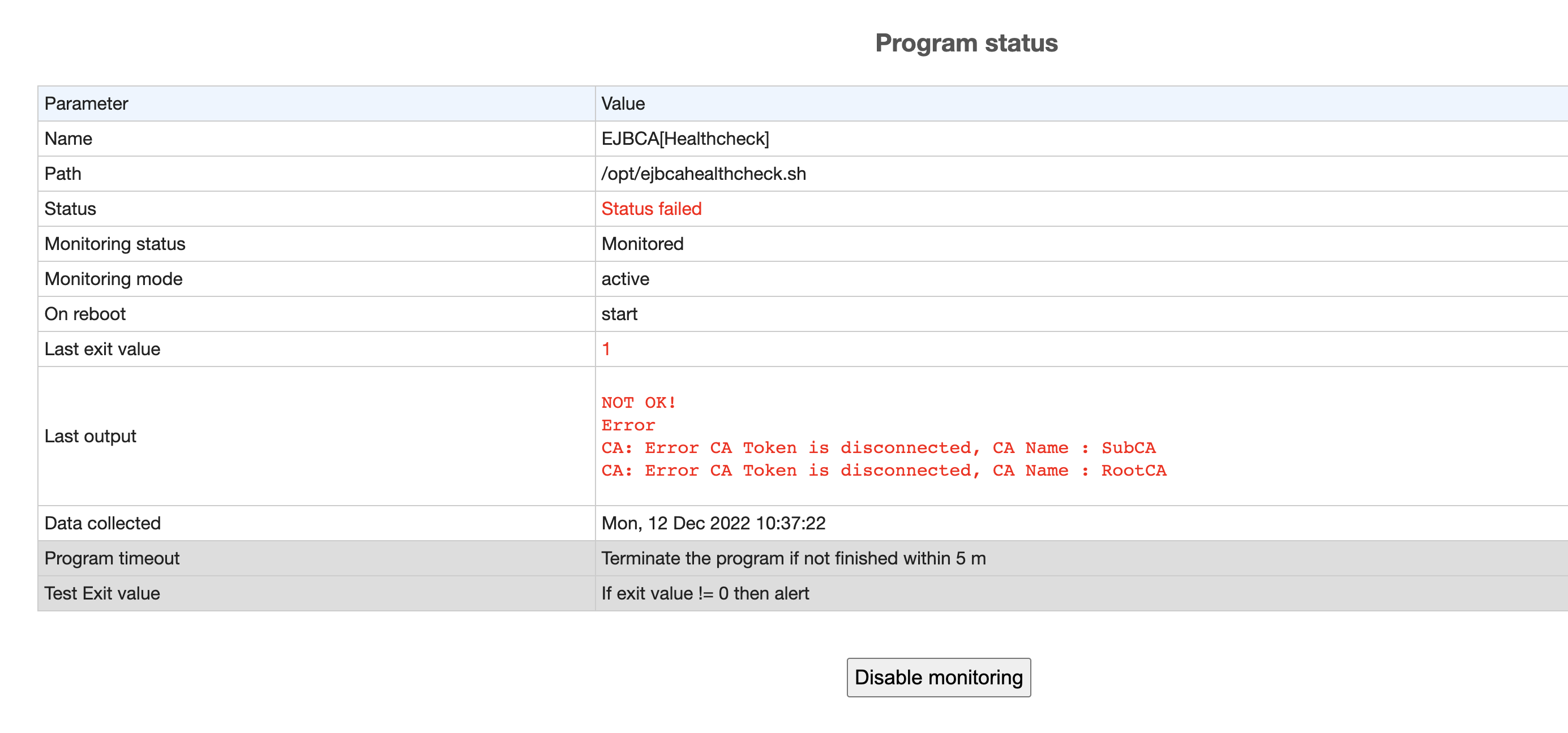 Monitor EJBCA host using Monit