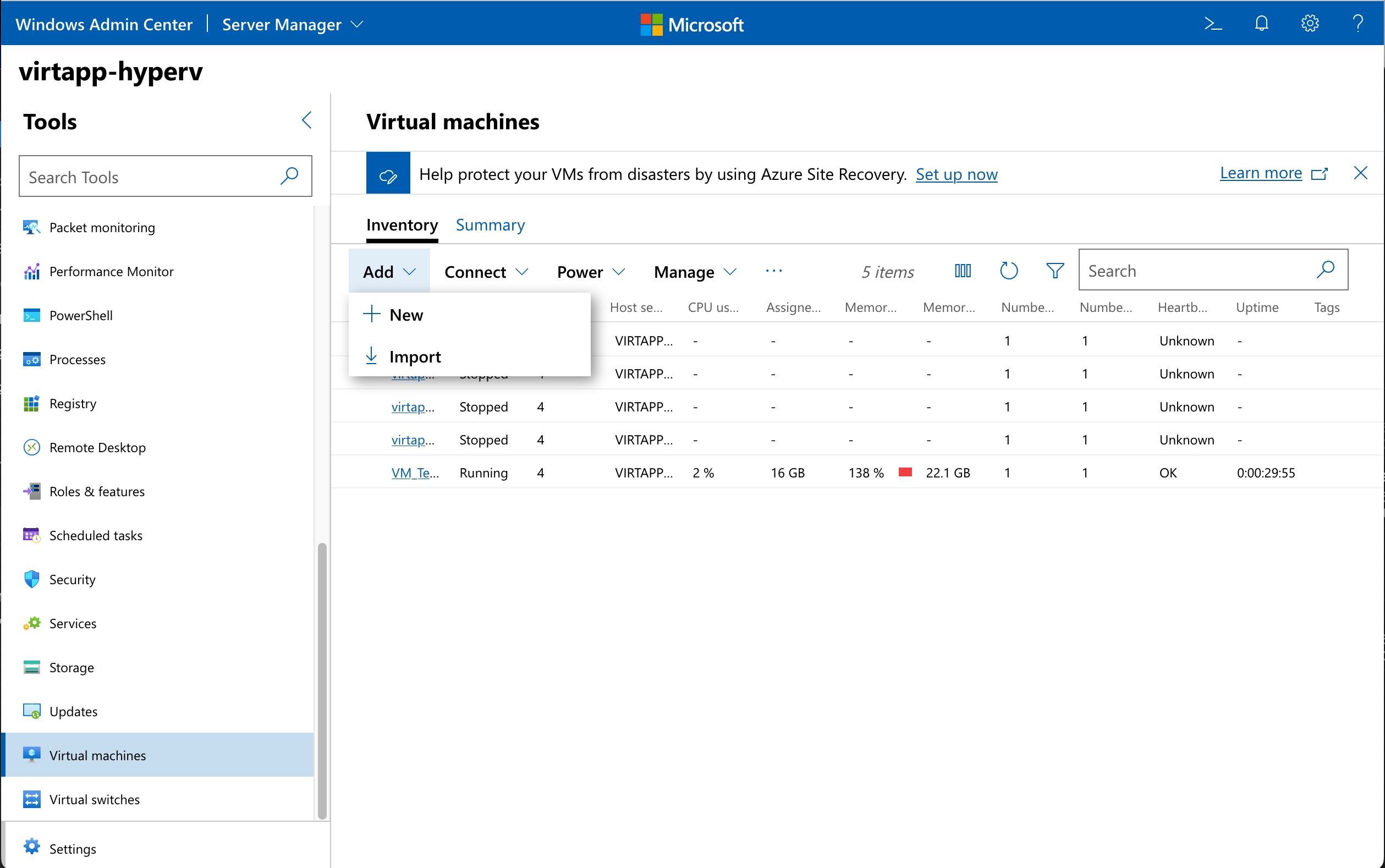 Starting Hyper-V VM Recovery